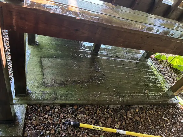 Concrete pad before pressure washing in Guion Arkansas